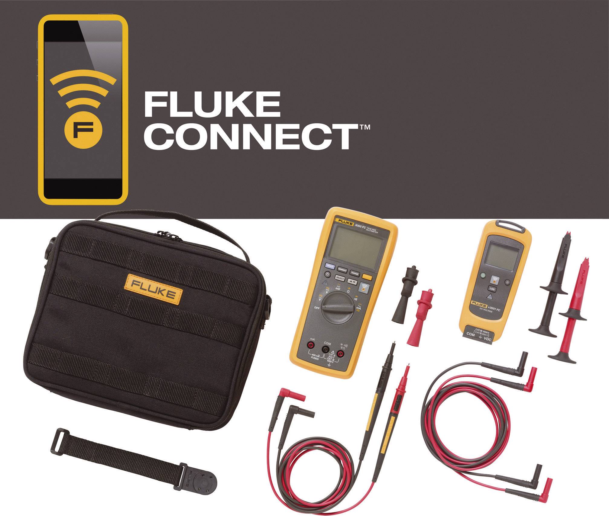Fluke FLK-V3001 FC KIT Hand-Multimeter digital Grafik-Display, Datenlogger CAT III 1000 V, CAT IV 6