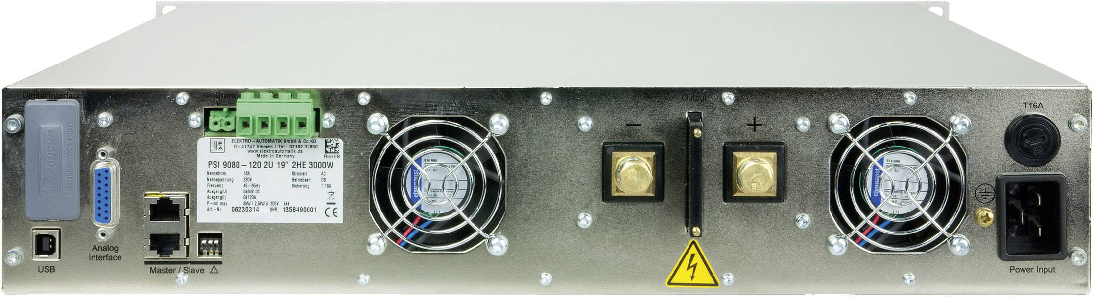 EA Elektro Automatik EA-PSI 9080-60 2U Labornetzgerät, einstellbar 0 - 80 V/DC 0 - 60A 1500W USB, Analog Anzahl Ausgänge 1 x
