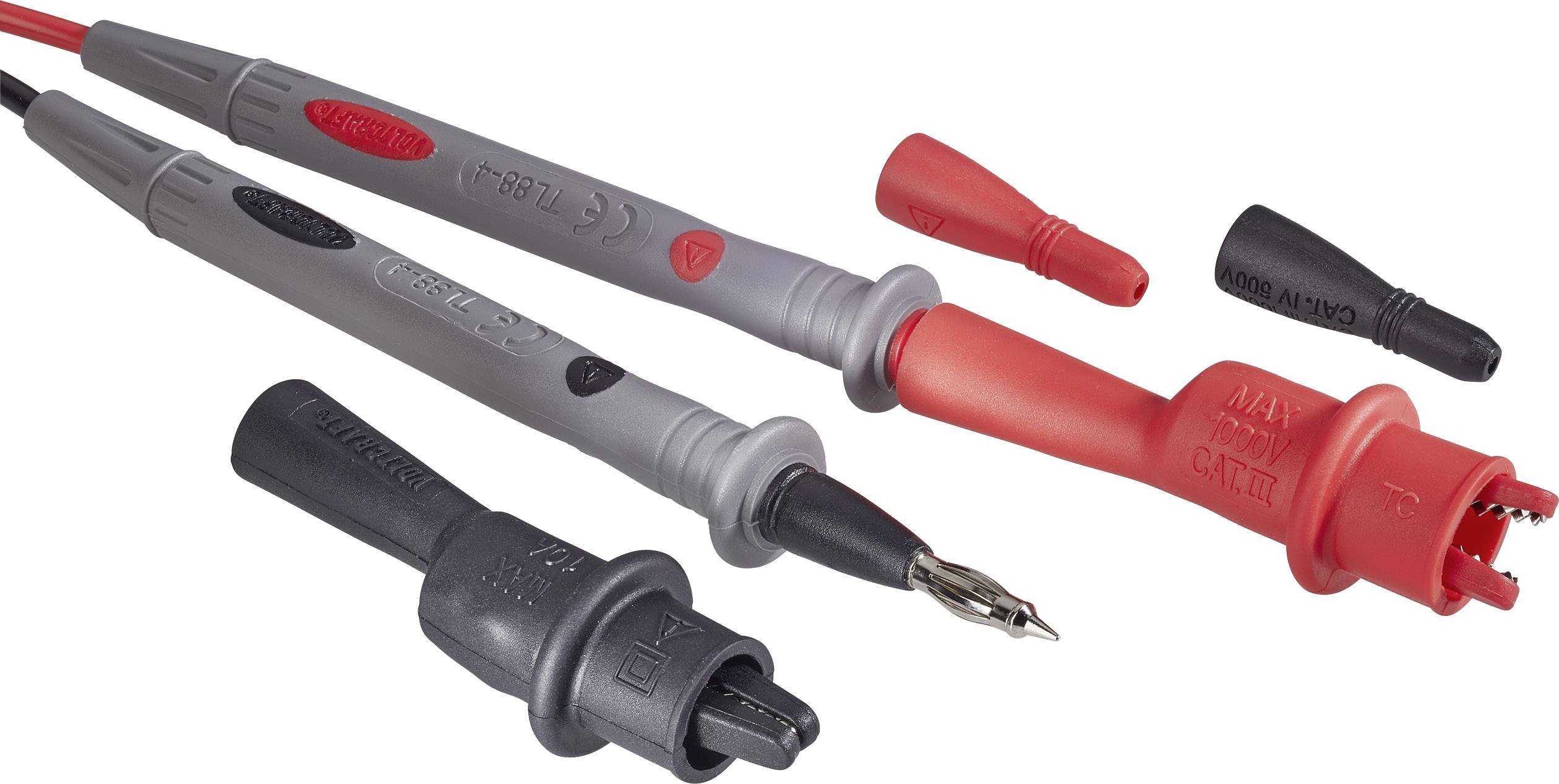 VOLTCRAFT TL 88-4 Sicherheits-Messleitungs-Set Lamellenstecker 4mm Prüfspitze 1.80m Schwarz, Rot 1 Set