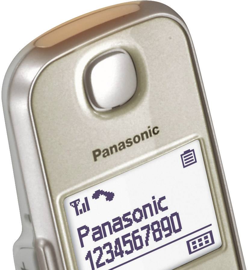 Panasonic KX-TGE210 Schnurloses Seniorentelefon Freisprechen Beleuchtetes Display Champagner