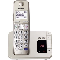 Panasonic KX-TGE220 Schnurloses Seniorentelefon Anrufbeantworter, Freisprechen Beleuchtetes Display Champagner Panasonic KX-TGE220 Schnurloses Seniorentelefon Anrufbeantworter, Freisprechen Beleuchtetes Display Champagner