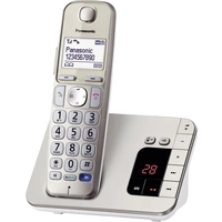 Panasonic KX-TGE220 Schnurloses Seniorentelefon Anrufbeantworter, Freisprechen Beleuchtetes Display Champagner Panasonic KX-TGE220 Schnurloses Seniorentelefon Anrufbeantworter, Freisprechen Beleuchtetes Display Champagner