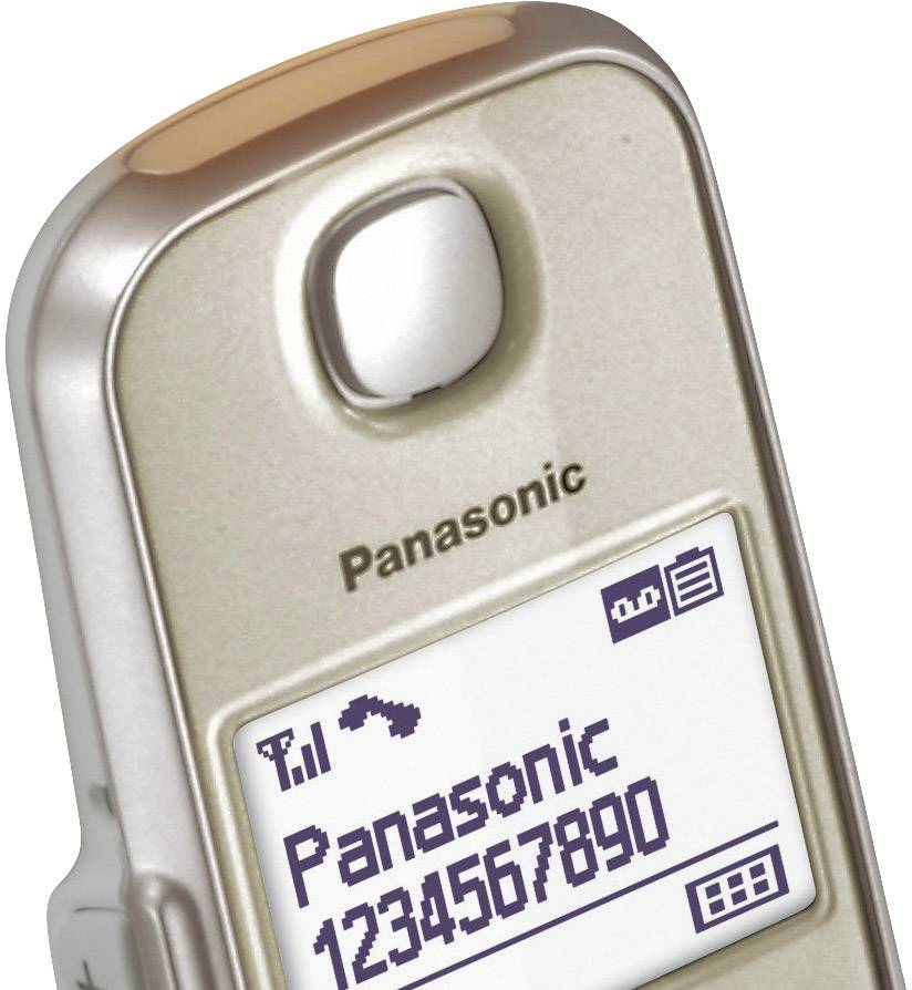 Panasonic KX-TGE220 Schnurloses Seniorentelefon Anrufbeantworter, Freisprechen Beleuchtetes Display Champagner