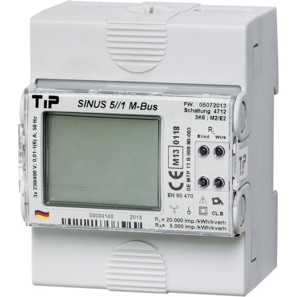 TIP - Thüringer Industrie Produkte SINUS 5//1 S0 Compteur triphasé avec raccordement sur transformateur numérique conformité MID