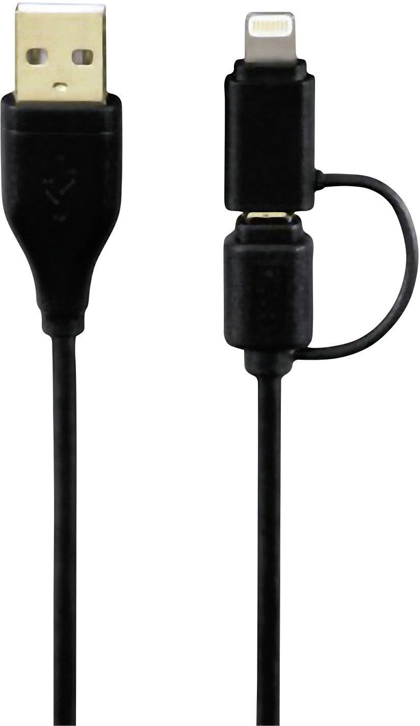 Hama Apple iPad/iPhone/iPod Anschlusskabel [1x USB 2.0 Stecker A - 1x Apple Lightning-Stecker, USB 2.0 Stecker Micro-B] 1.50 m Silber