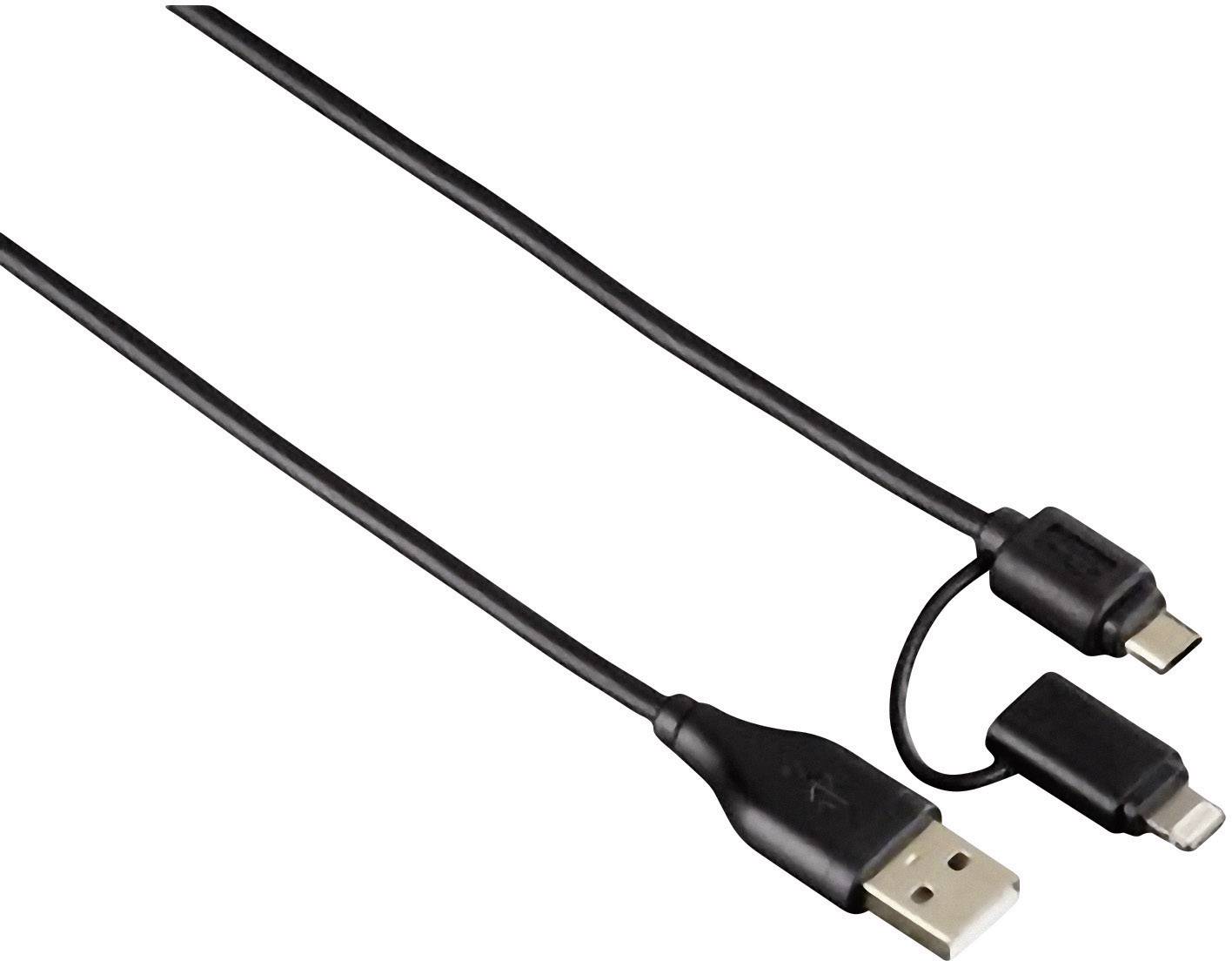 Hama Apple iPad/iPhone/iPod Anschlusskabel [1x USB 2.0 Stecker A - 1x Apple Lightning-Stecker, USB 2.0 Stecker Micro-B] 1.50 m Silber