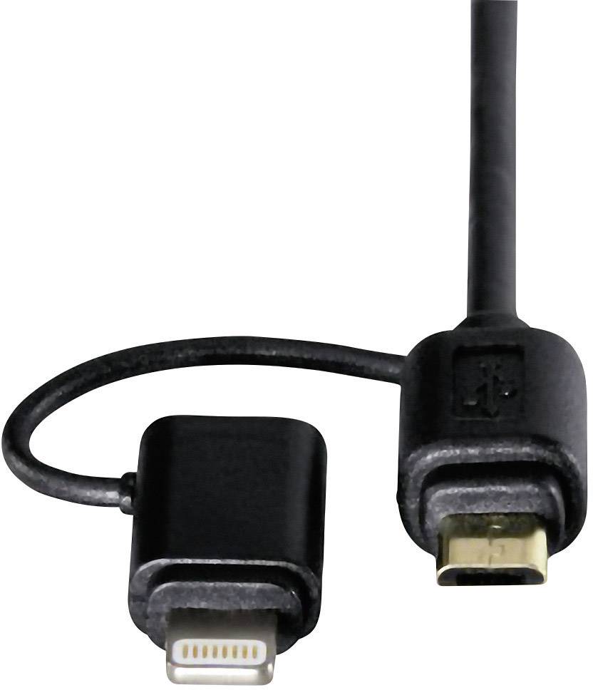 Hama Apple iPad/iPhone/iPod Anschlusskabel [1x USB 2.0 Stecker A - 1x Apple Lightning-Stecker, USB 2.0 Stecker Micro-B] 1.50 m Silber