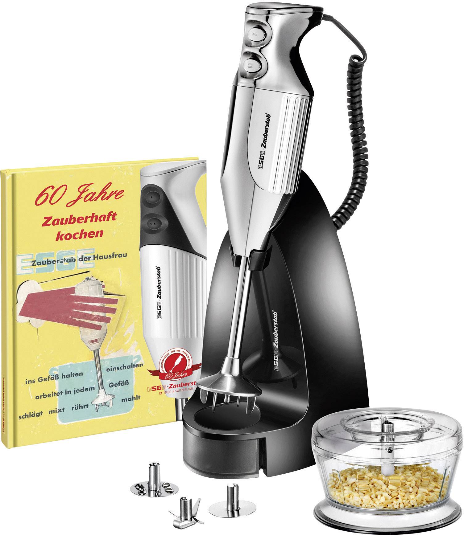 ESGE M180 Zauberstab® zum 60 Jährigen Jubiläum Stabmixer 200W mit Zerkleinereraufsatz Chrom