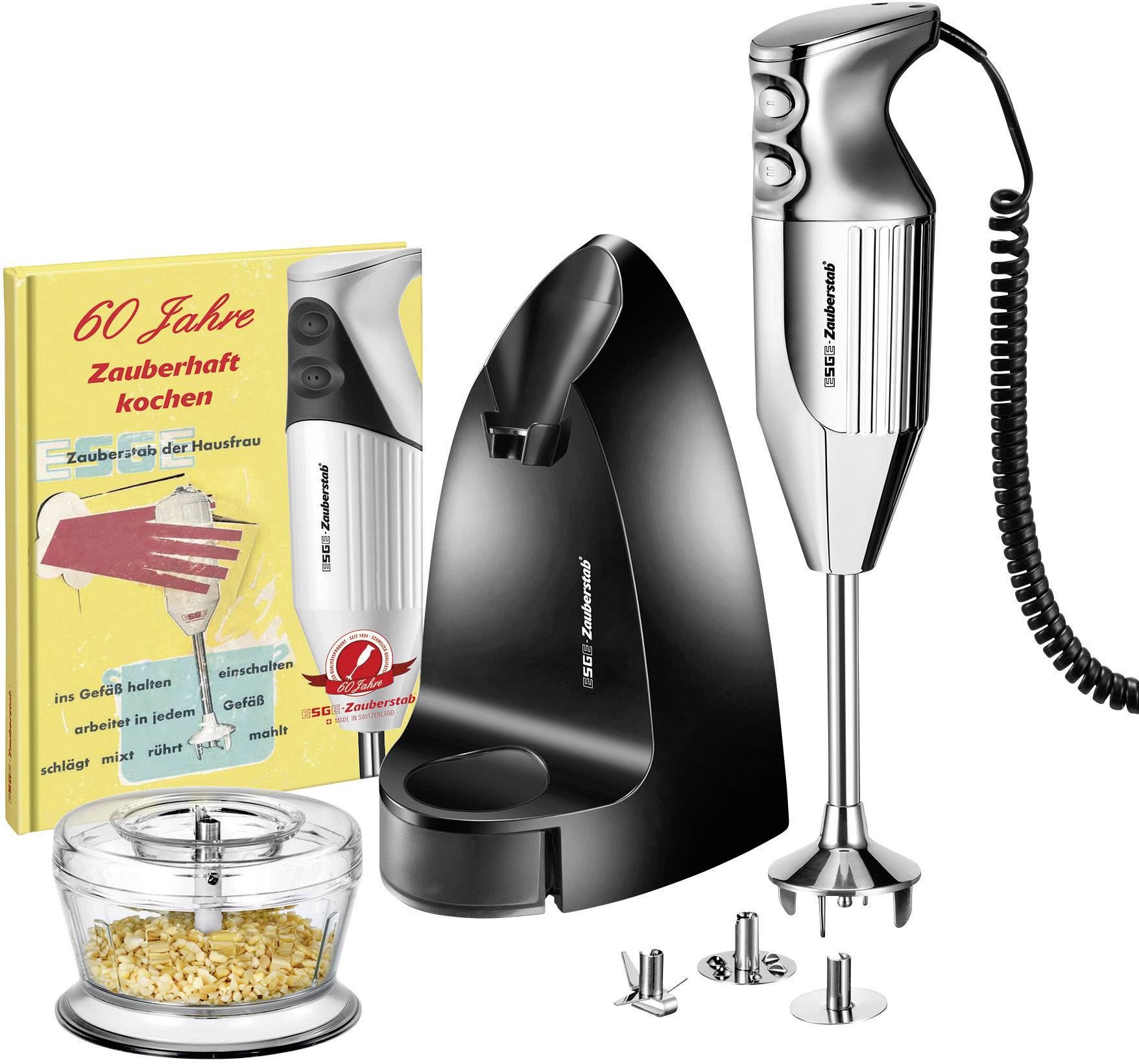 ESGE M180 Zauberstab® zum 60 Jährigen Jubiläum Stabmixer 200W mit Zerkleinereraufsatz Chrom