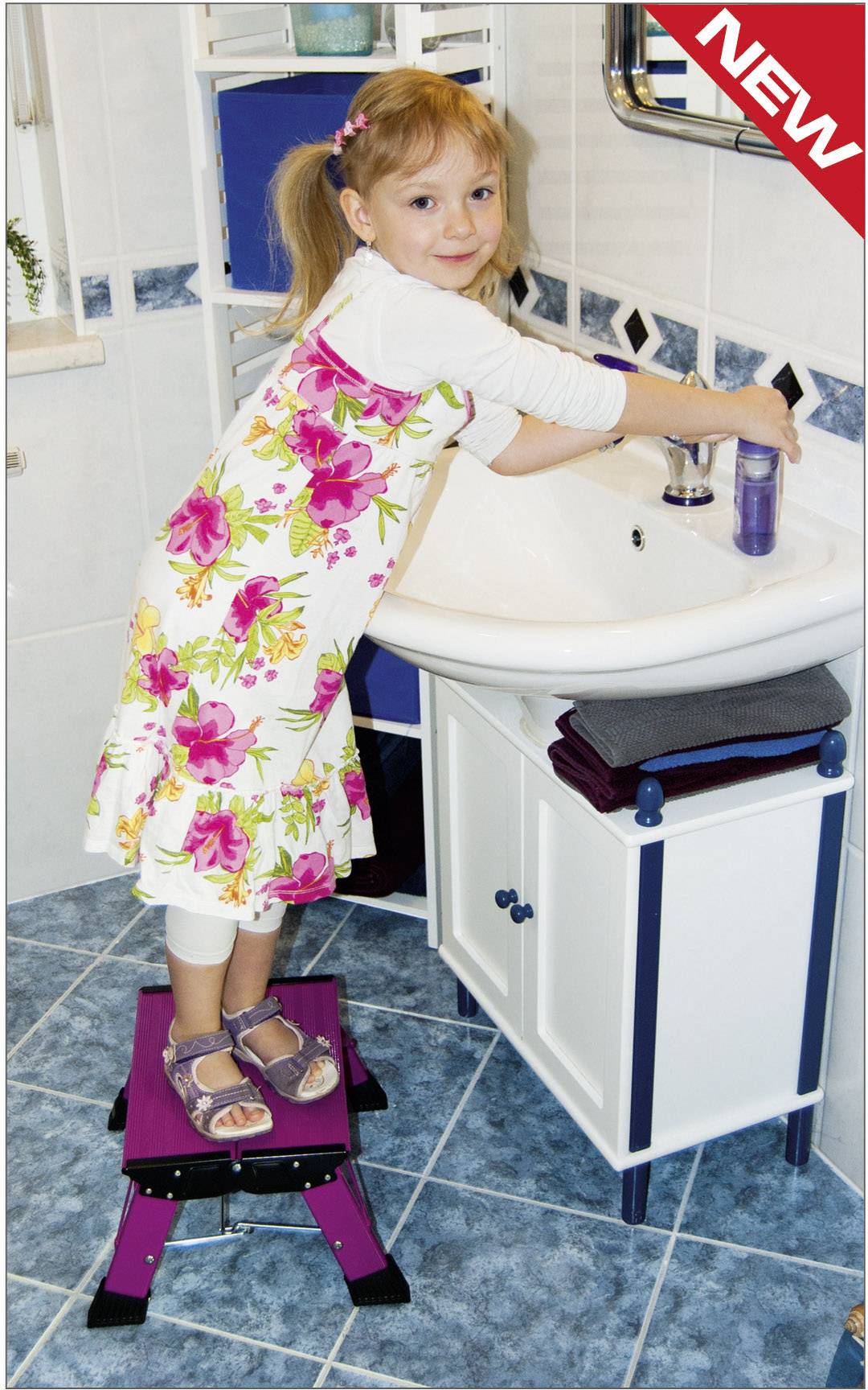 Klapptritt,Podest H 200mm,1 Stufe(n),pink,Alu