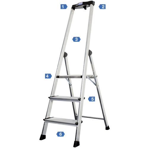 Krause Safety 127914 Aluminium Stufen-Stehleiter Arbeitshöhe (max.): 2.65m Silber 4.6kg