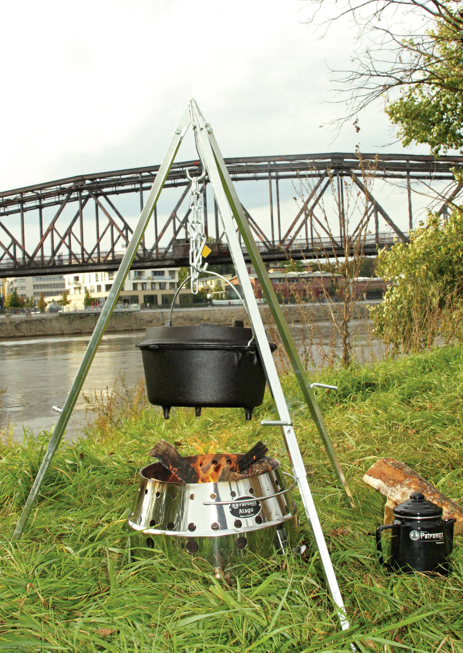 Petromax Dreifuß D1 Holzkohle Dreibein-Grill klappbar Silber