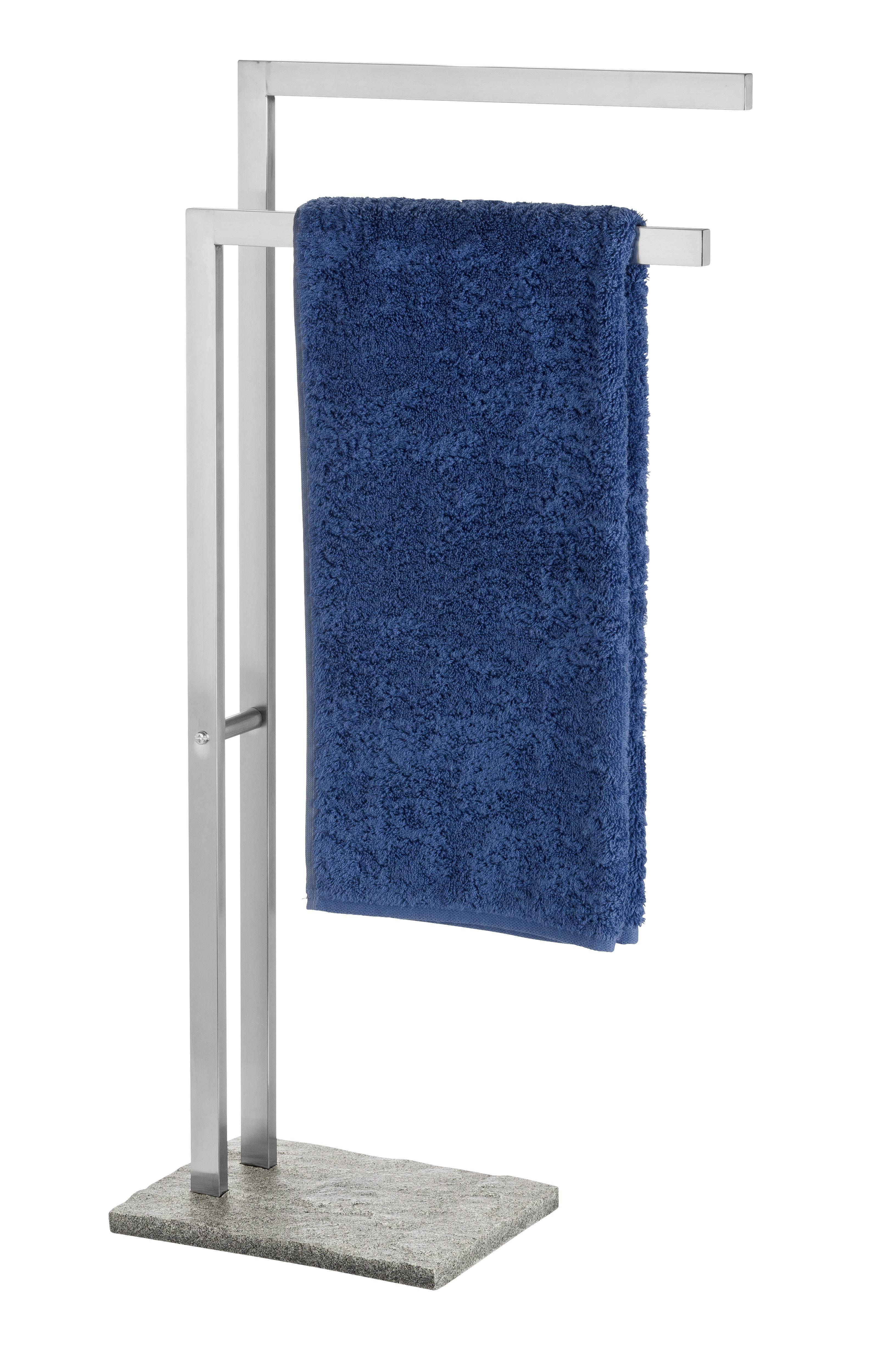 Wenko Granit Handtuchhalter 2 Handtuchstangen, rostfrei Stand Edelstahl, Polyresin