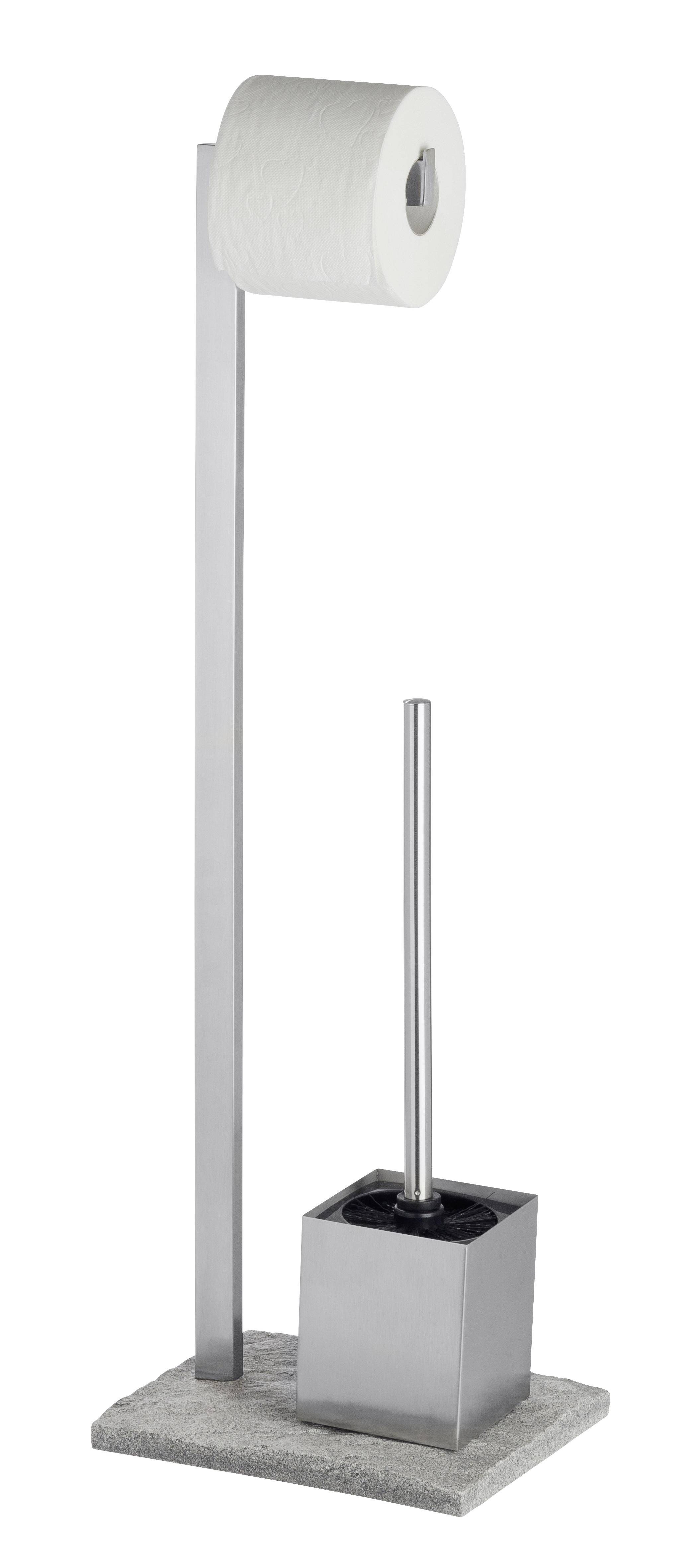 Wenko WC-Garnitur Stand Silber (satiniert), Grau 1St.