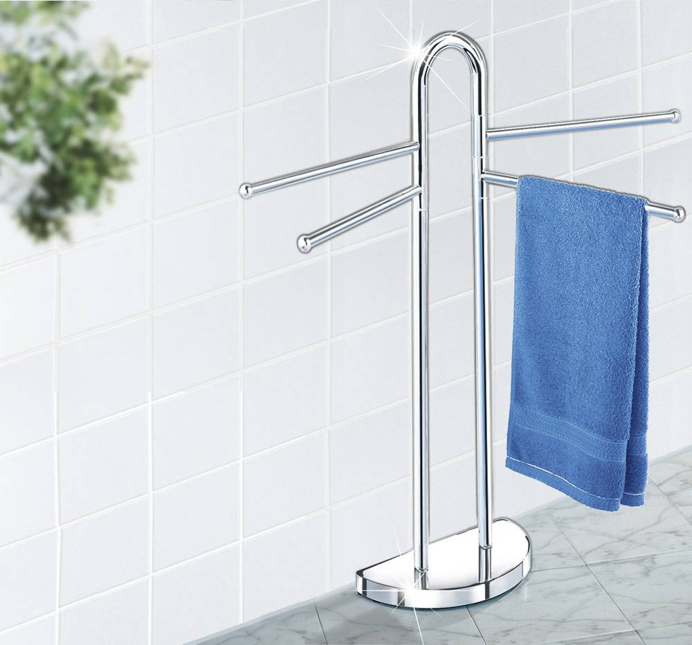 Wenko Raumwunder Handtuchhalter 4 bewegliche Handtuchstangen Stahl