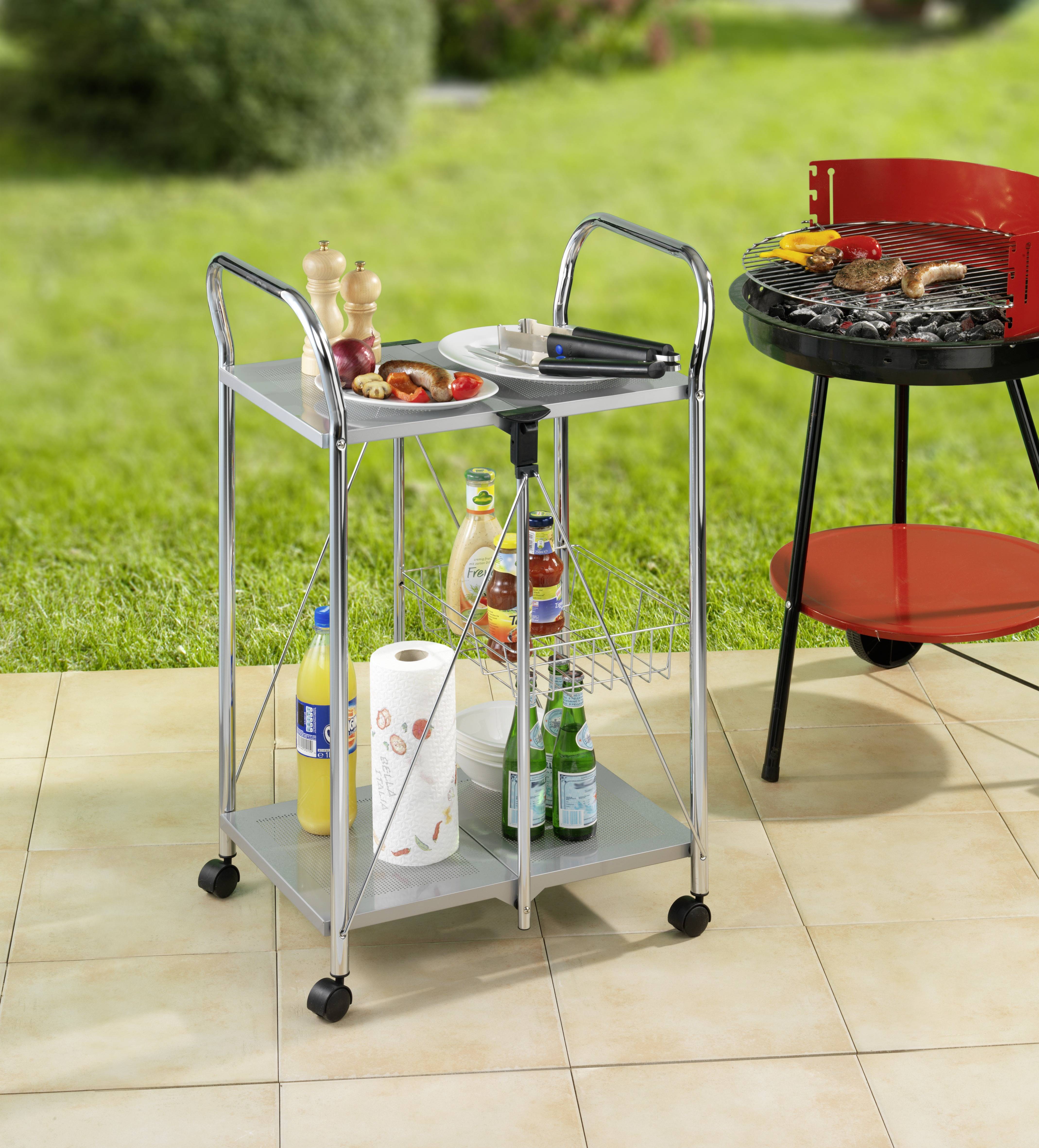 Wenko 900060800 WENKO Servierwagen Sunny Silber, zusammenklappbar