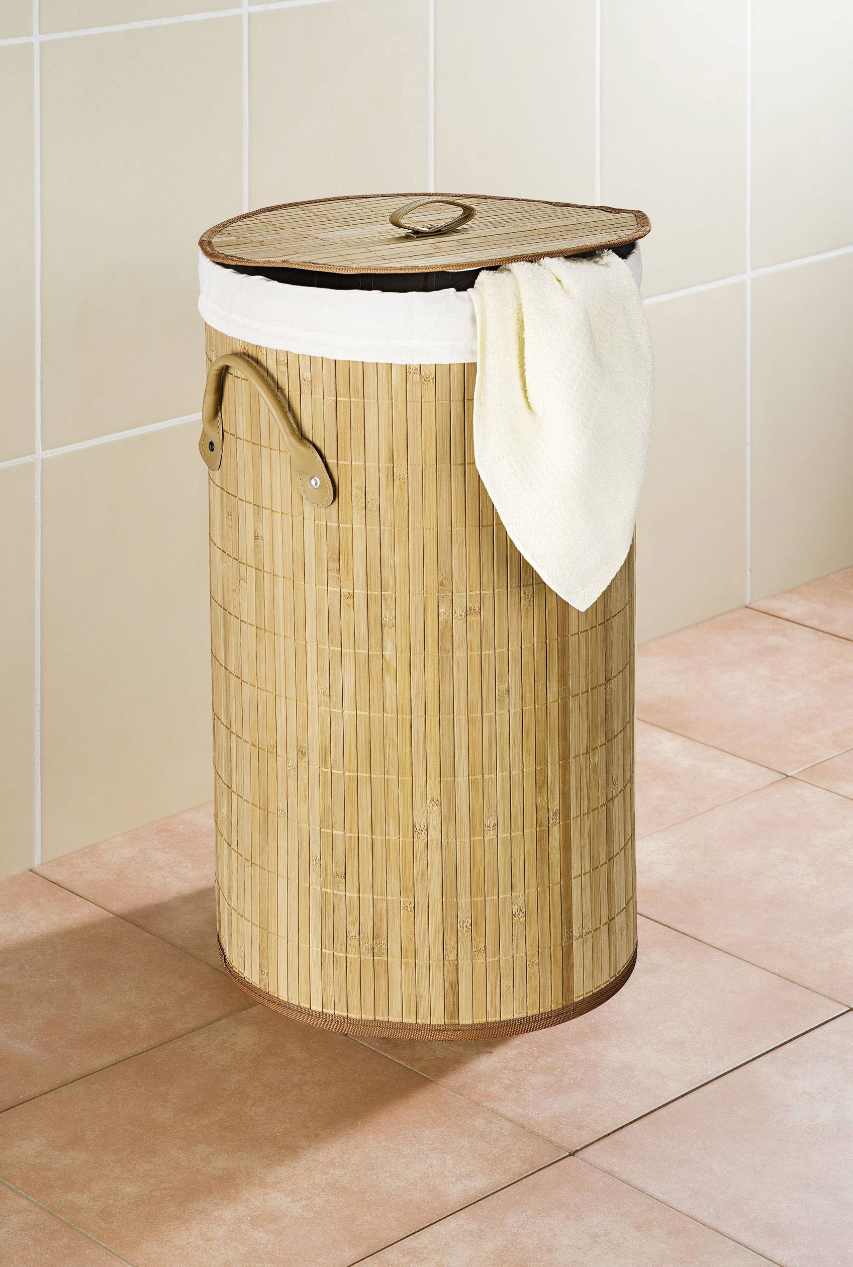 WENKO Wäschetruhe Bamboo Natur, Wäschekorb,