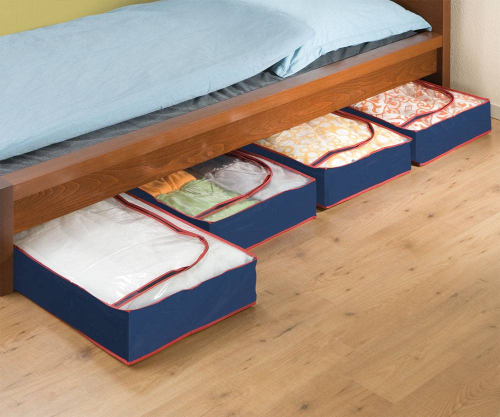 Wenko Unterbettkommode Blau-Rot, 8er Set