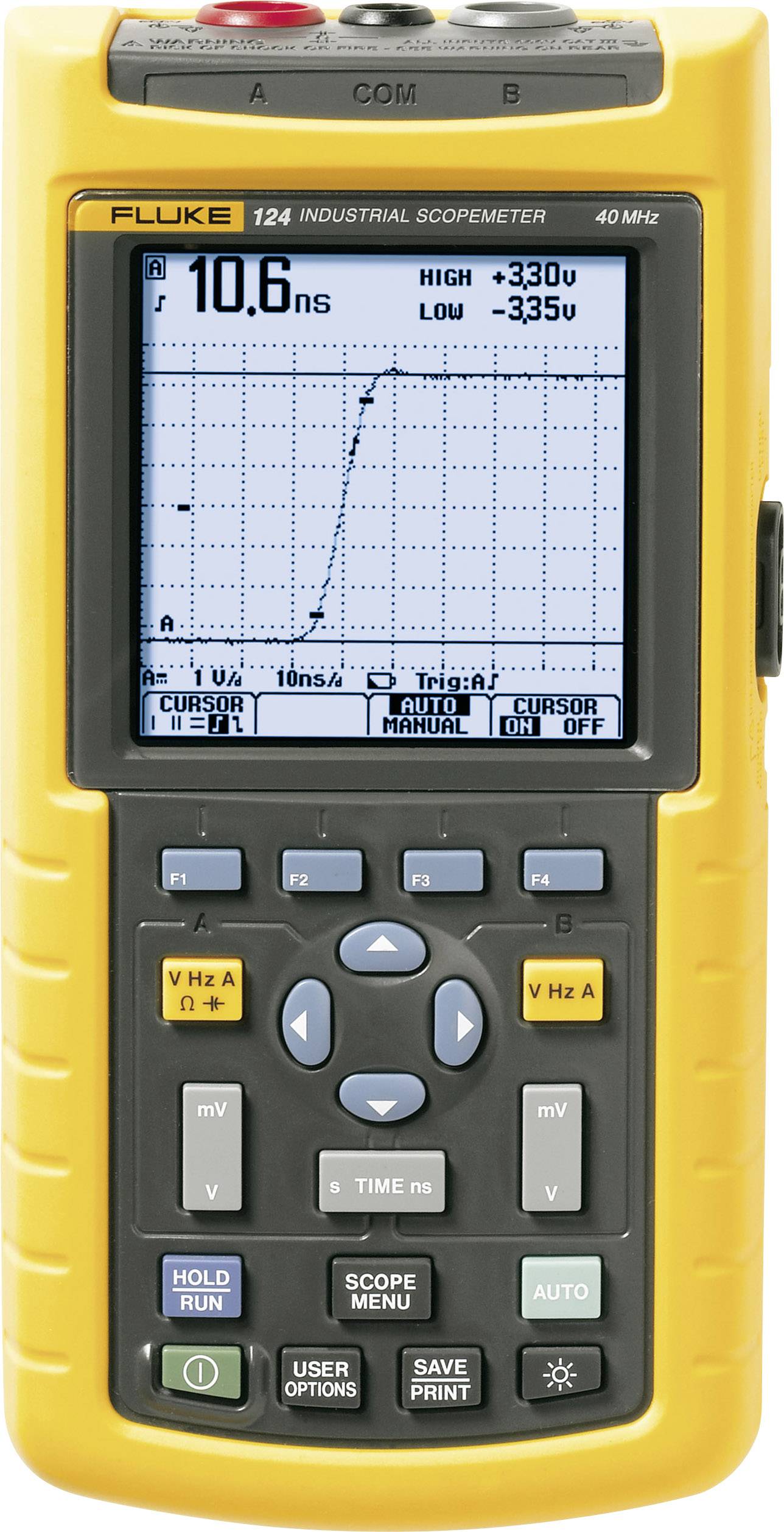 Hand-Oszilloskop Fluke 124 40 MHz 2-Kanal 2.5 GSa/s 3 kpts 8 Bit kalibriert Werksstandard (ohne Zertifikat) Digital-Speicher (DSO), Komponententest