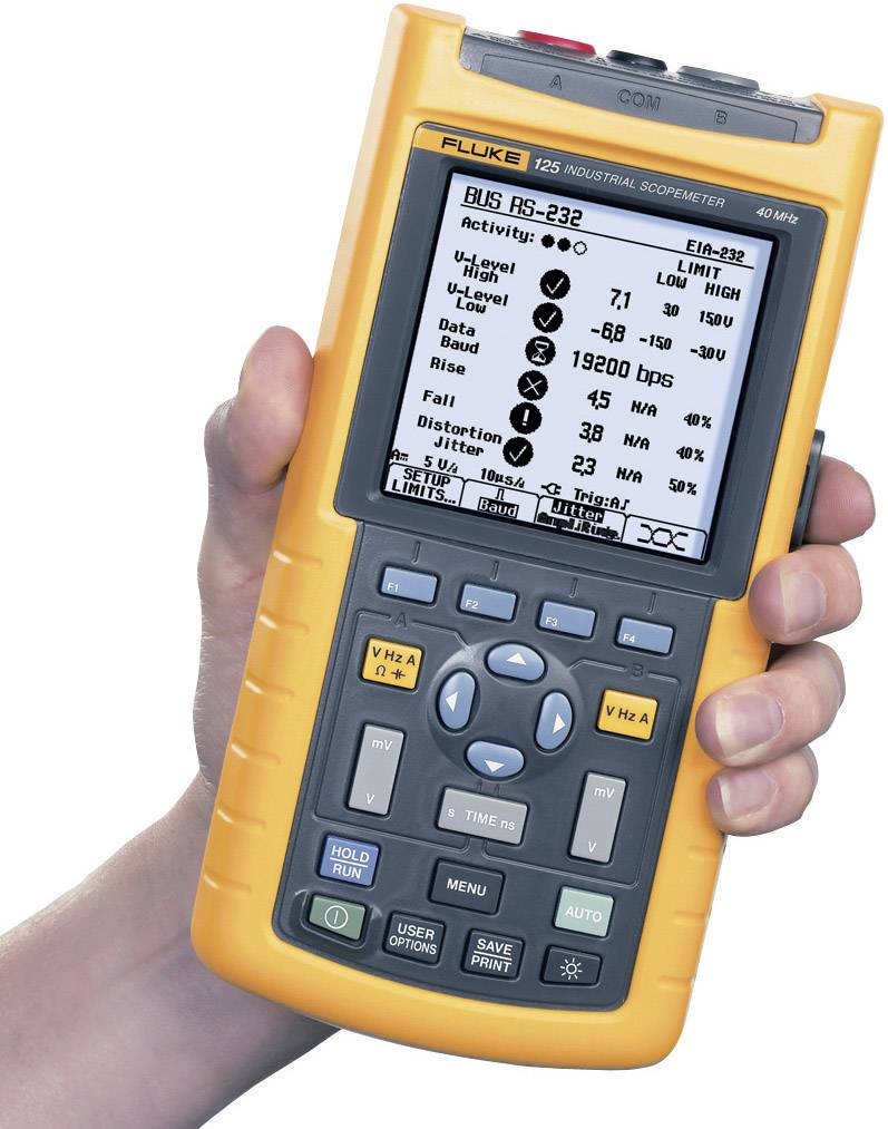 Hand-Oszilloskop Fluke 125/S 40 MHz 2-Kanal 2.5 GSa/s 3 kpts 8 Bit kalibriert Werksstandard (ohne Zertifikat) Digital-Speicher (DSO)
