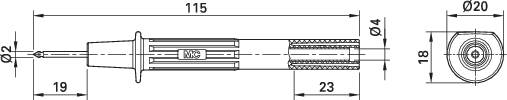 Stäubli PP-115/2 Sicherheits-Prüfspitze Steckanschluss 4 mm CAT II 1000 V Rot 1 St.