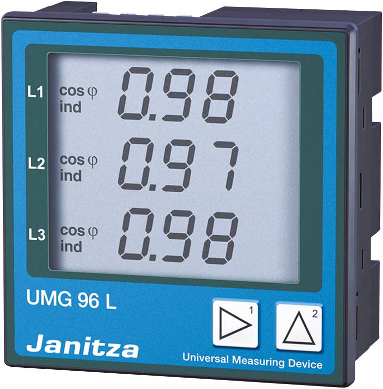 Janitza UMG 96L Digitales Einbaumessgerät Spannung: L-N 50 bis 255 V/AC, L-L 86 bis 442 V/AC,45 bis 65 Hz · Strom: 0 - 5 A/0 - 1 A