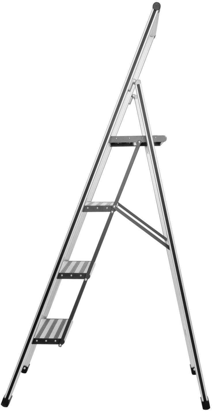 Wenko Alu-Design Klapptrittleiter 4-stufig, Haushaltsleiter 601013800