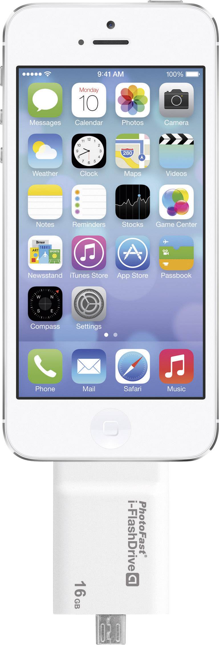 PhotoFast I-FlashDrive A Gen2 Lightning USB-Zusatzspeicher Smartphone/Tablet Weiß 16 GB USB 2.0, Mini USB 2.0, Apple Lightning