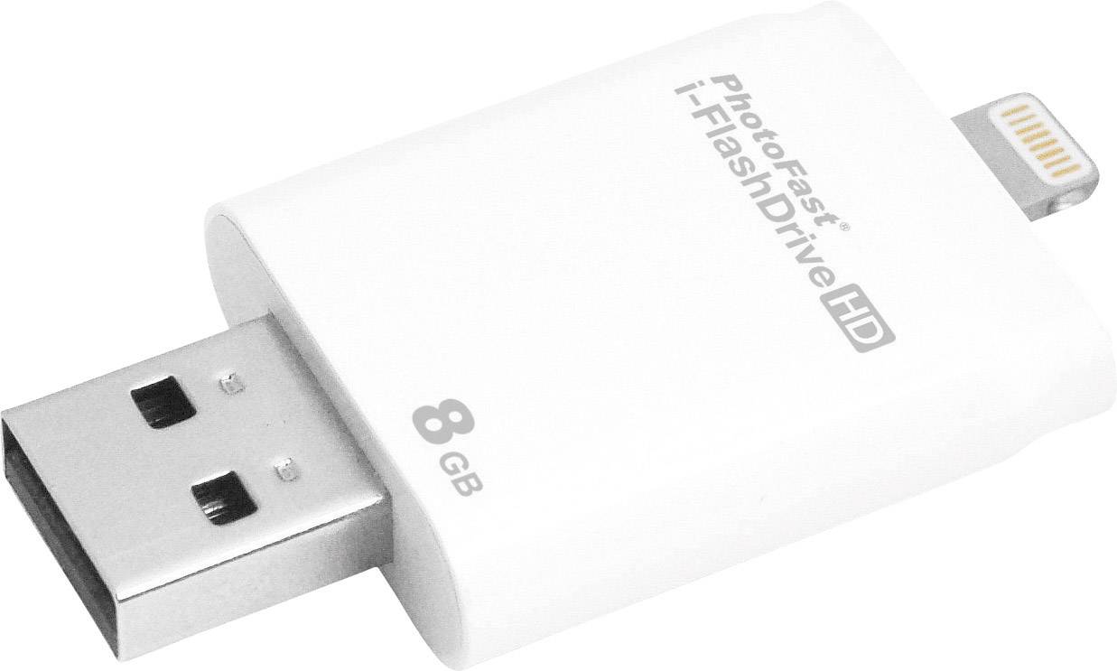 PhotoFast I-FlashDrive HD Gen3 Lightning USB-Zusatzspeicher Smartphone/Tablet Weiß 8 GB USB 2.0, Apple Lightning