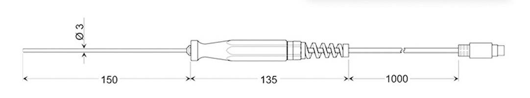 Greisinger GTF 401 1/3DIN Tauchfühler -50 bis 400°C Fühler-Typ Pt100