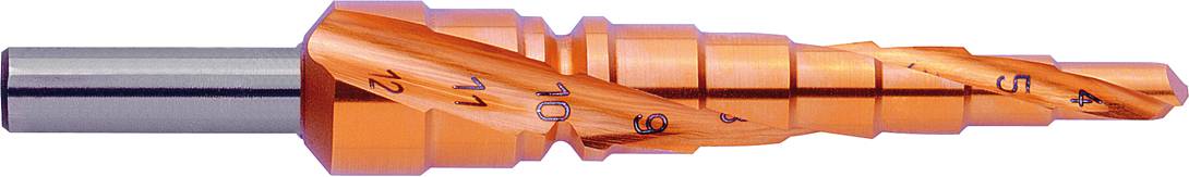 Exact 07031 HSS Stufenbohrer Gesamtlänge 80mm TiN 3-Flächenschaft 1St.