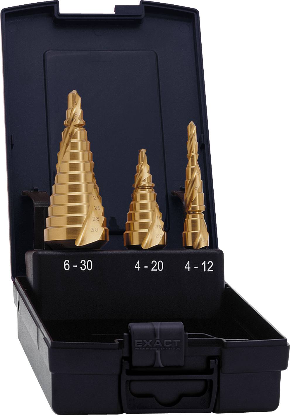 Exact 08014 HSS Stufenbohrer-Set 3teilig TiN 1/4" (6.3 mm) 1 Set