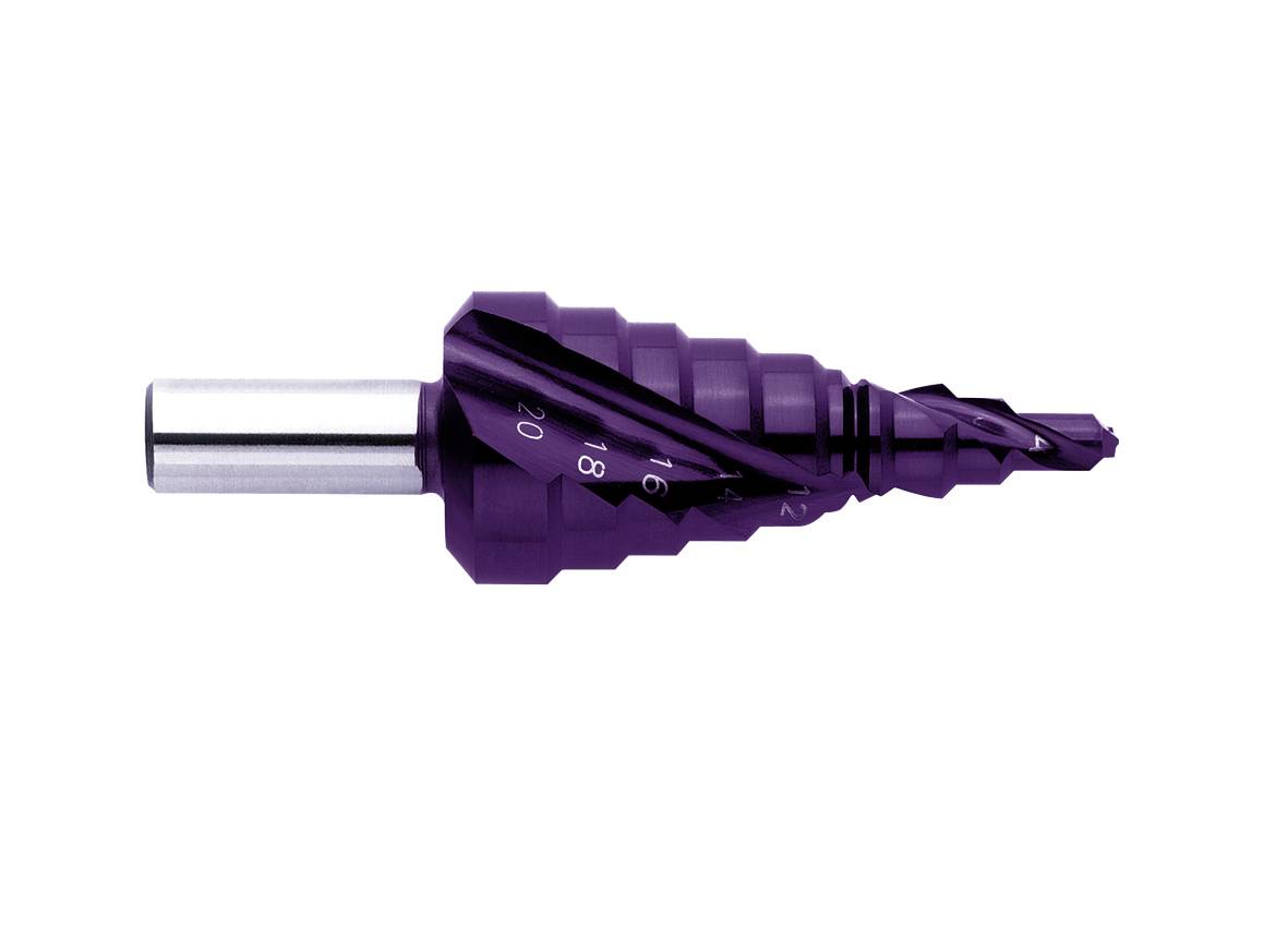 Exact 09014 HSS Stufenbohrer-Set TiN, TiALN 3-Flächenschaft 1St.