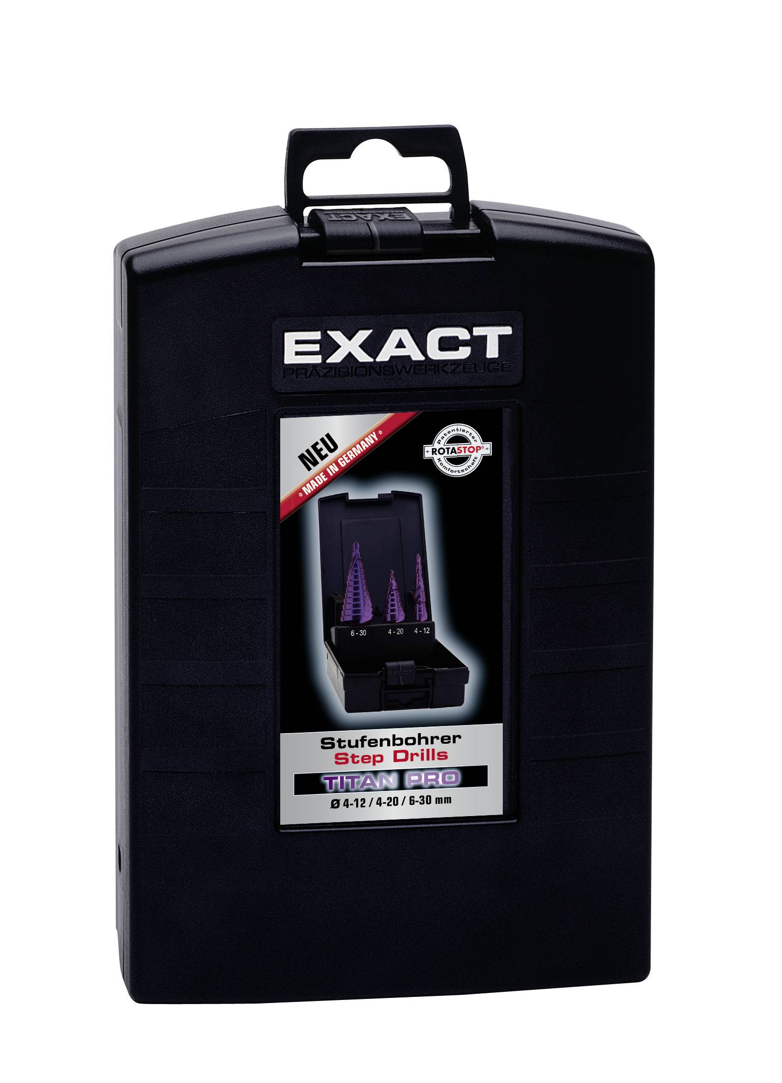 Exact 09014 HSS Stufenbohrer-Set TiN, TiALN 3-Flächenschaft 1St.