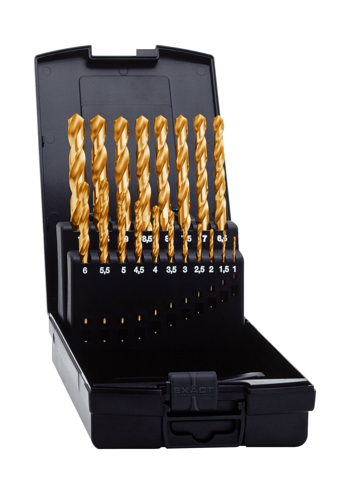 Exact 32691 HSS Metall-Spiralbohrer-Set 19teilig geschliffen, TiN DIN 338 Zylinderschaft 1 Set