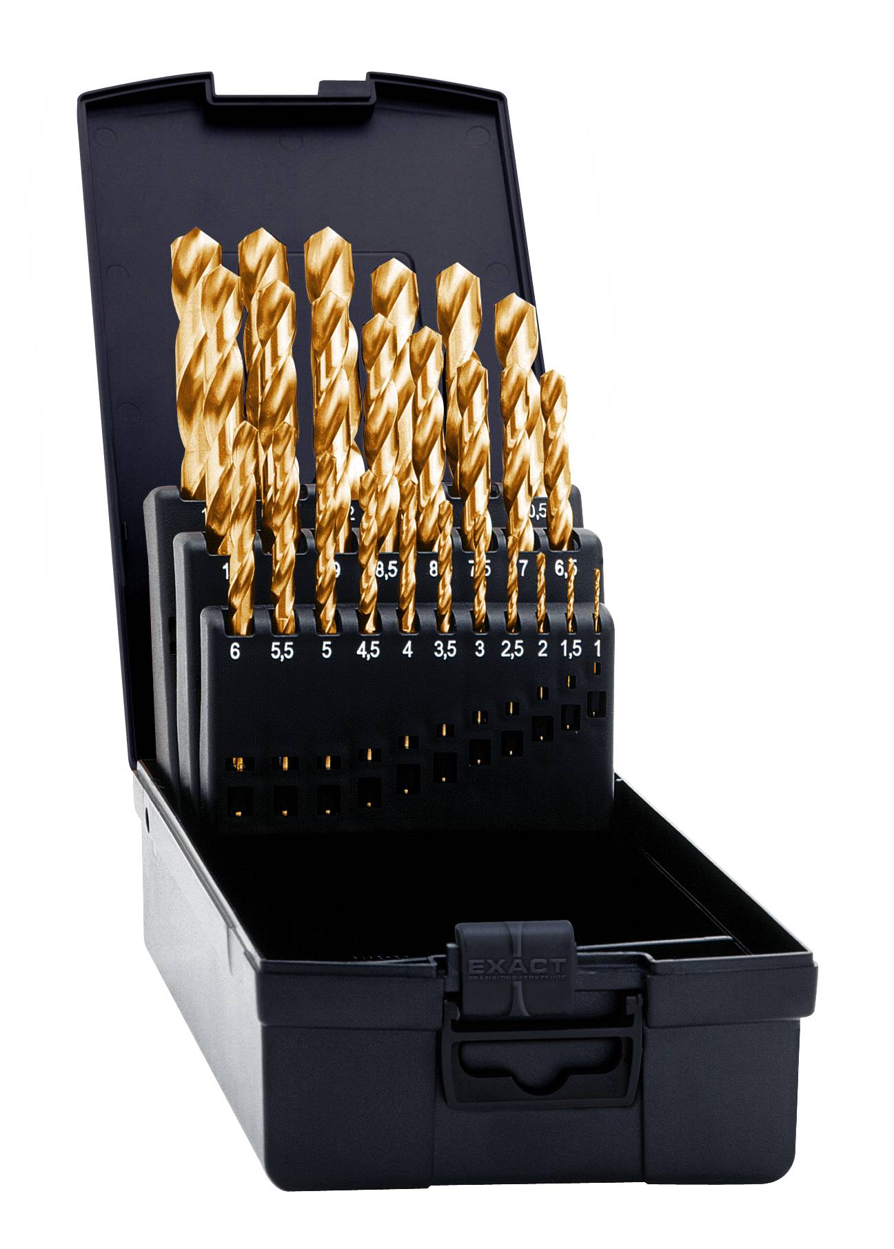 Exact 32692 HSS Metall-Spiralbohrer-Set 25teilig geschliffen, TiN DIN 338 Zylinderschaft 1 Set