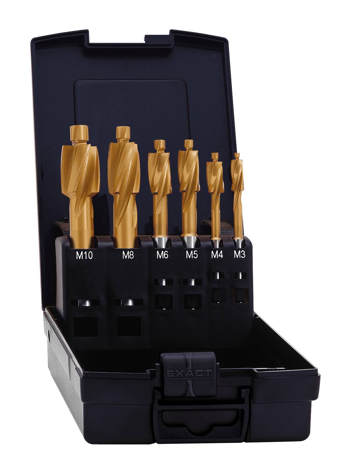 Exact 50838 Flachsenker 6teilig 2.5 mm, 3.3 mm, 4.2 mm, 5 mm, 6.8 mm, 8.5mm HSS TiN Zylinderschaft 1 Set