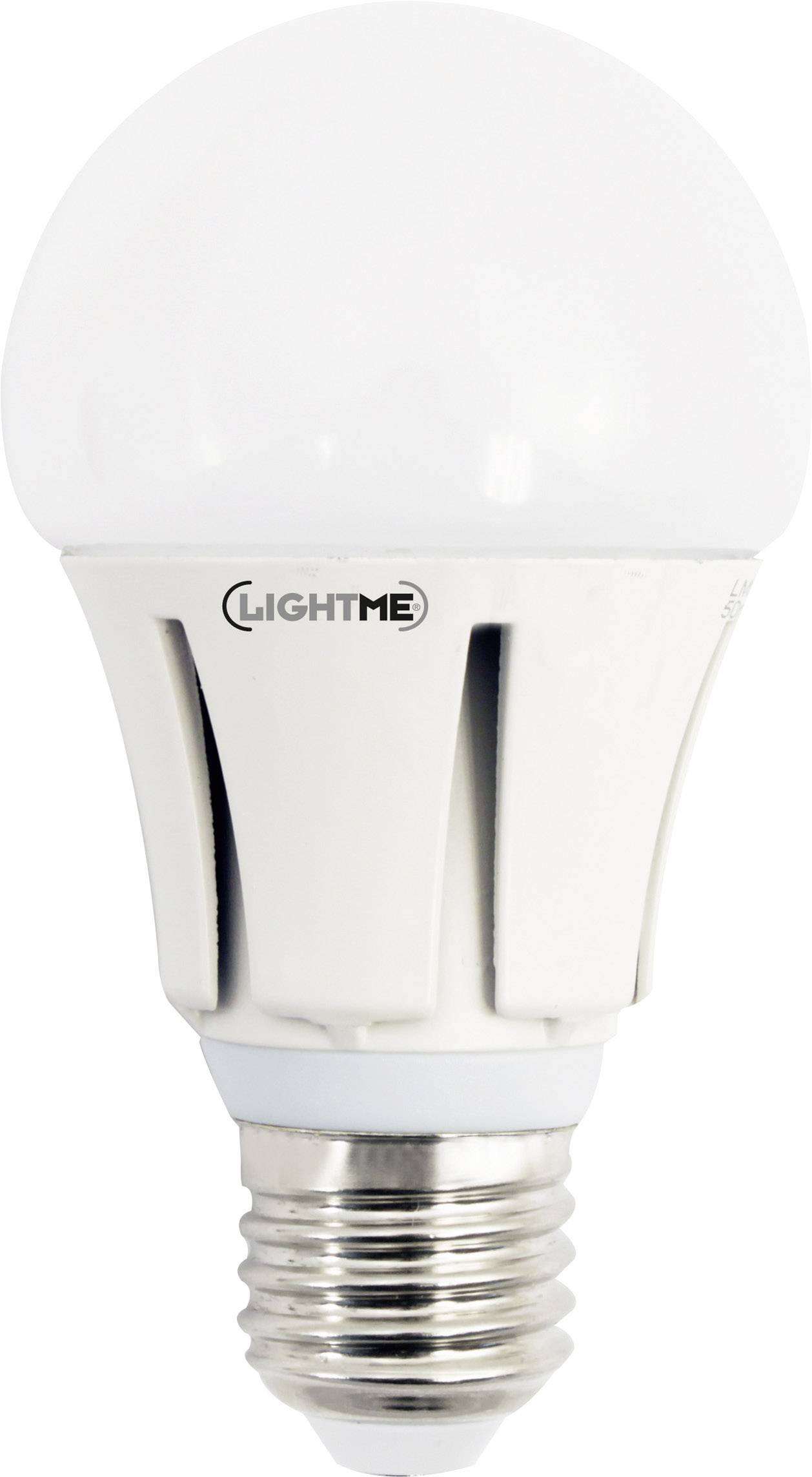 Eine weiße LED-Glühbirne mit Schraubsockel, geeignet für Standardleuchten, abgebildet vor einem neutralen Hintergrund.