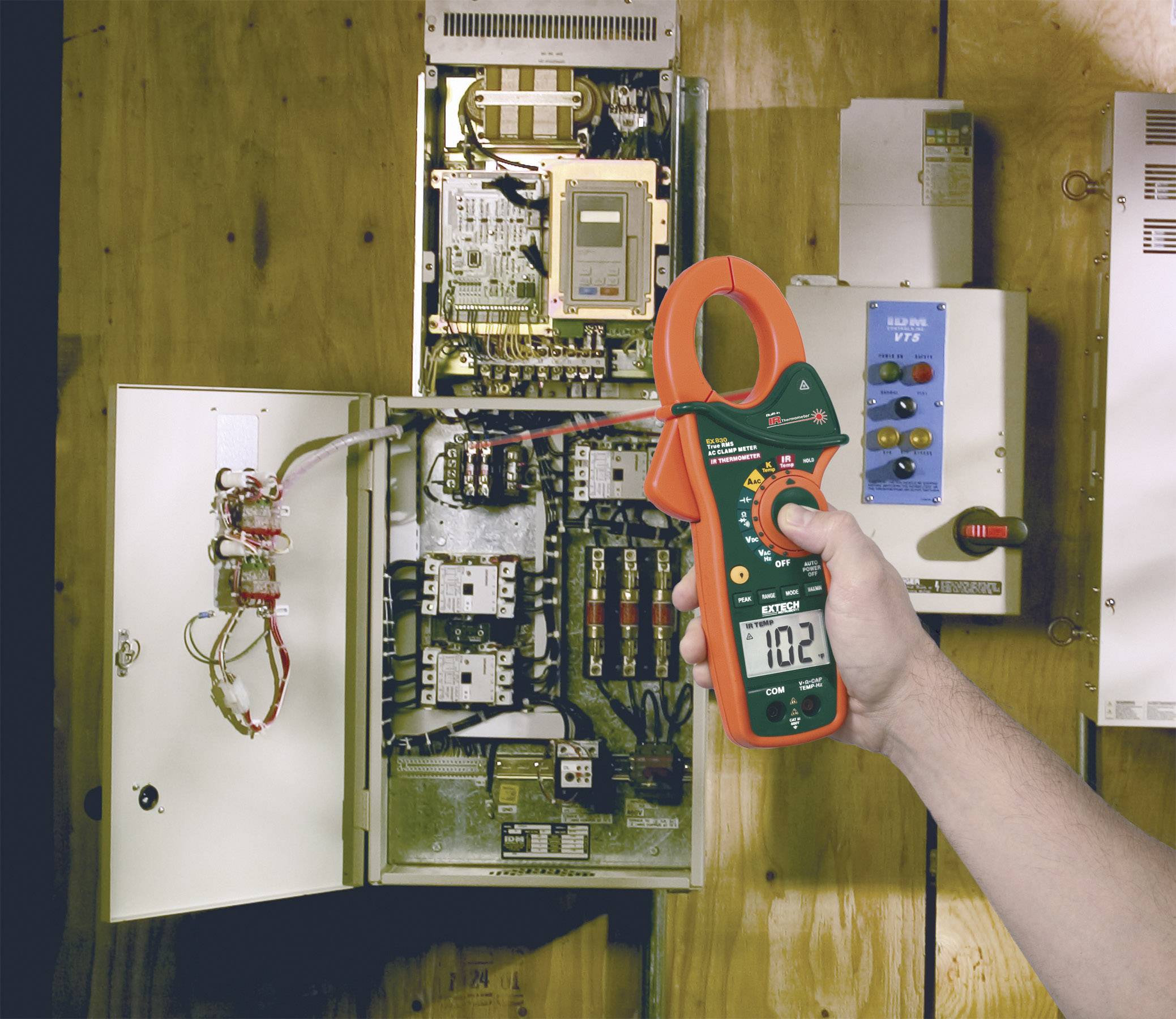 Extech EX830 Stromzange, Hand-Multimeter digital IR-Thermometer CAT III 600V Anzeige (Counts): 4000