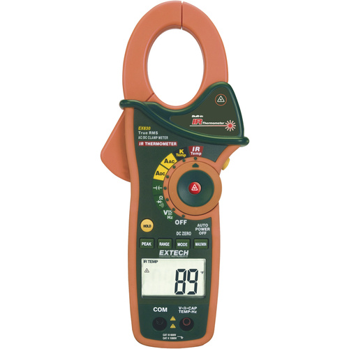 Extech EX830 Stromzange, Hand-Multimeter digital IR-Thermometer CAT III 600 V Anzeige (Counts): 400