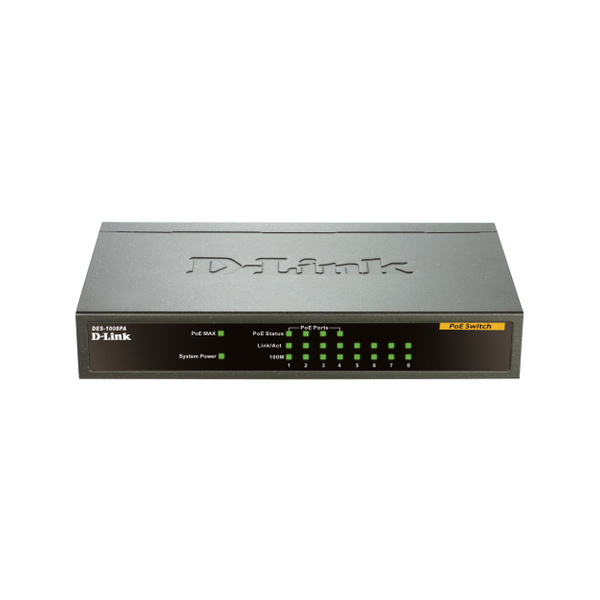 D-Link DES-1008PA Netzwerk Switch 8 Port 100 MBit/s PoE-Funktion