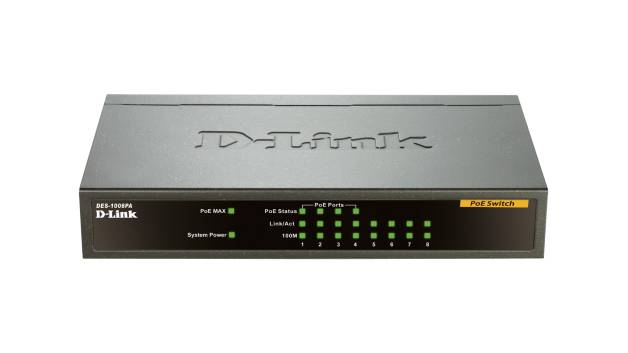 D-Link DES-1008PA Netzwerk Switch 8 Port 100 MBit/s PoE-Funktion
