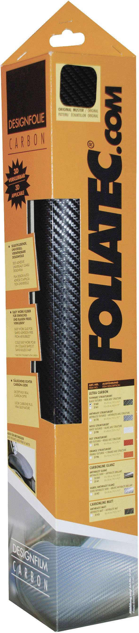 Foliatec Cockpit Folie Ultra Carbon schwarz (L x B) 51 cm x 13 cm Schwarz, Carbon