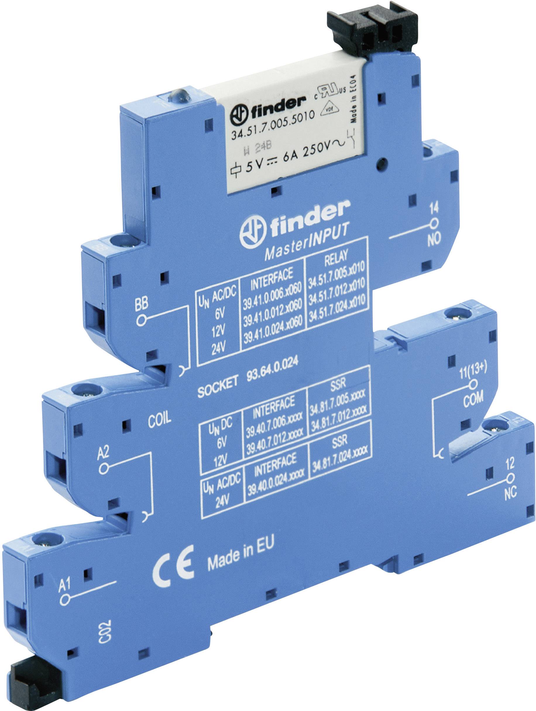 Finder 39.41.0.012.5060 Koppelrelais 12 V/DC, 12 V/AC 6A 1 Wechsler Tray