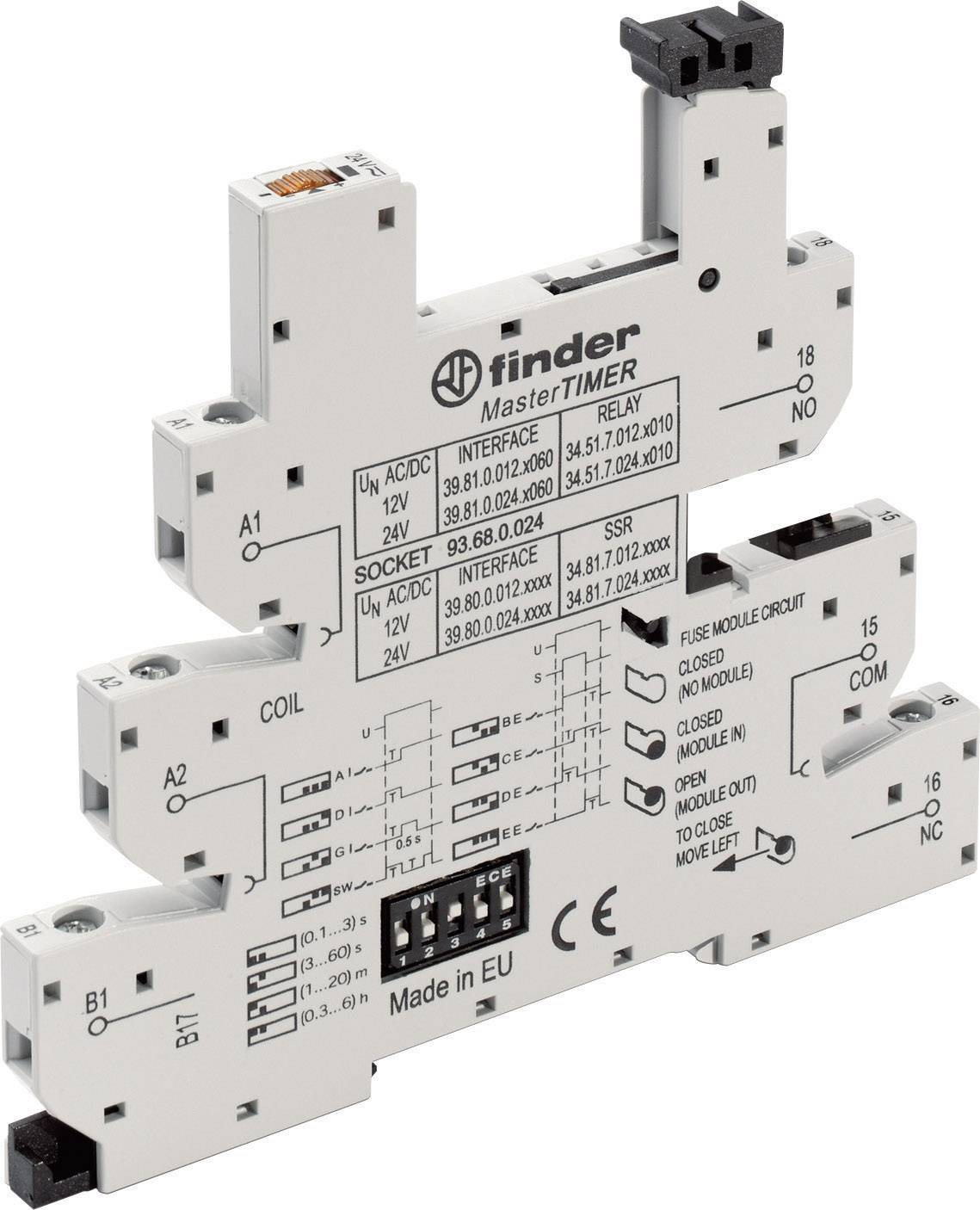 Finder 93.68.0.024 Relaissockel mit Haltebügel, mit LED, mit EMV-Entstörbeschaltung Passend für Se
