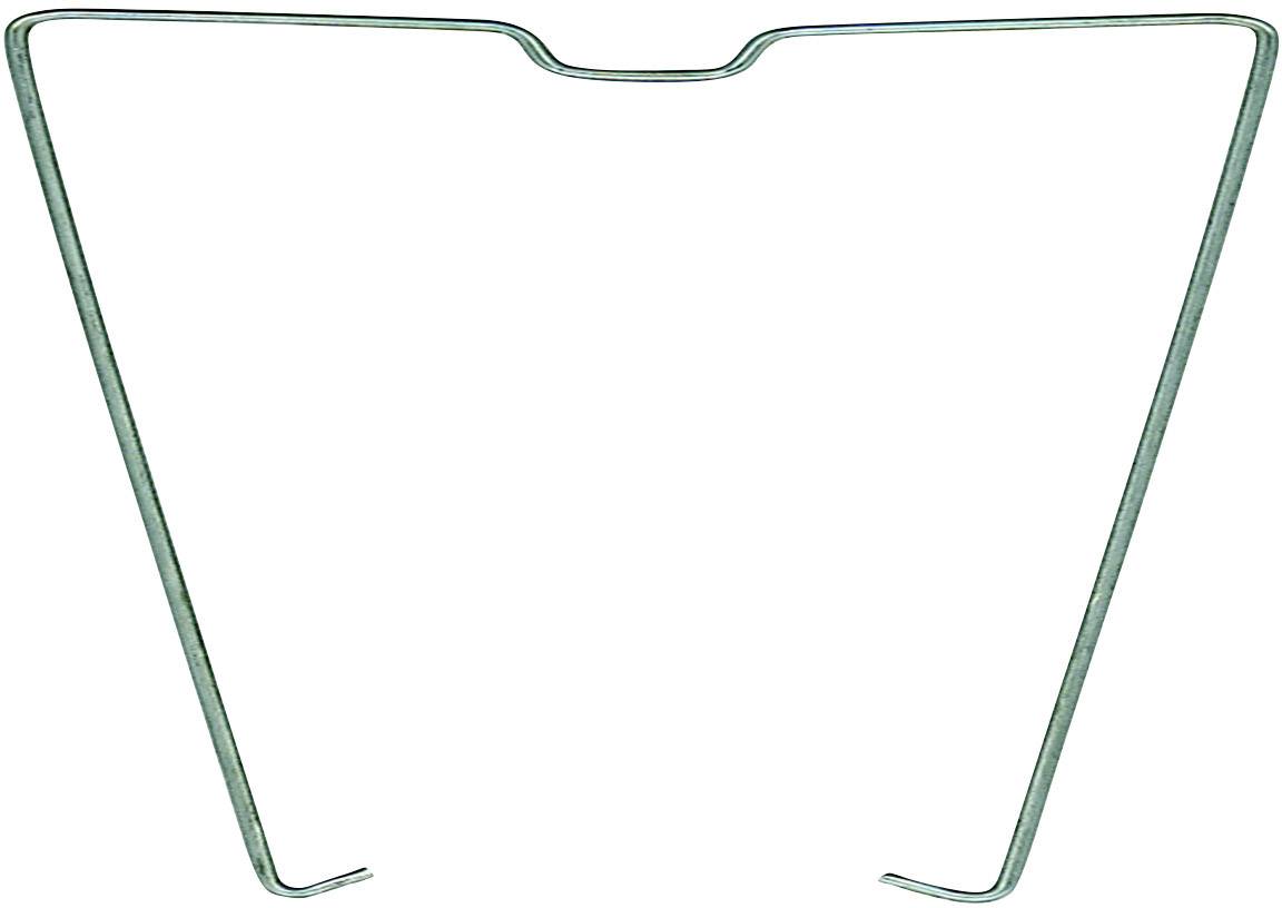 Ein Drahtbügel, der oft zur Stabilisierung von Pflanzen oder im Gartenbau verwendet wird, dargestellt vor einem neutralen Hintergrund.