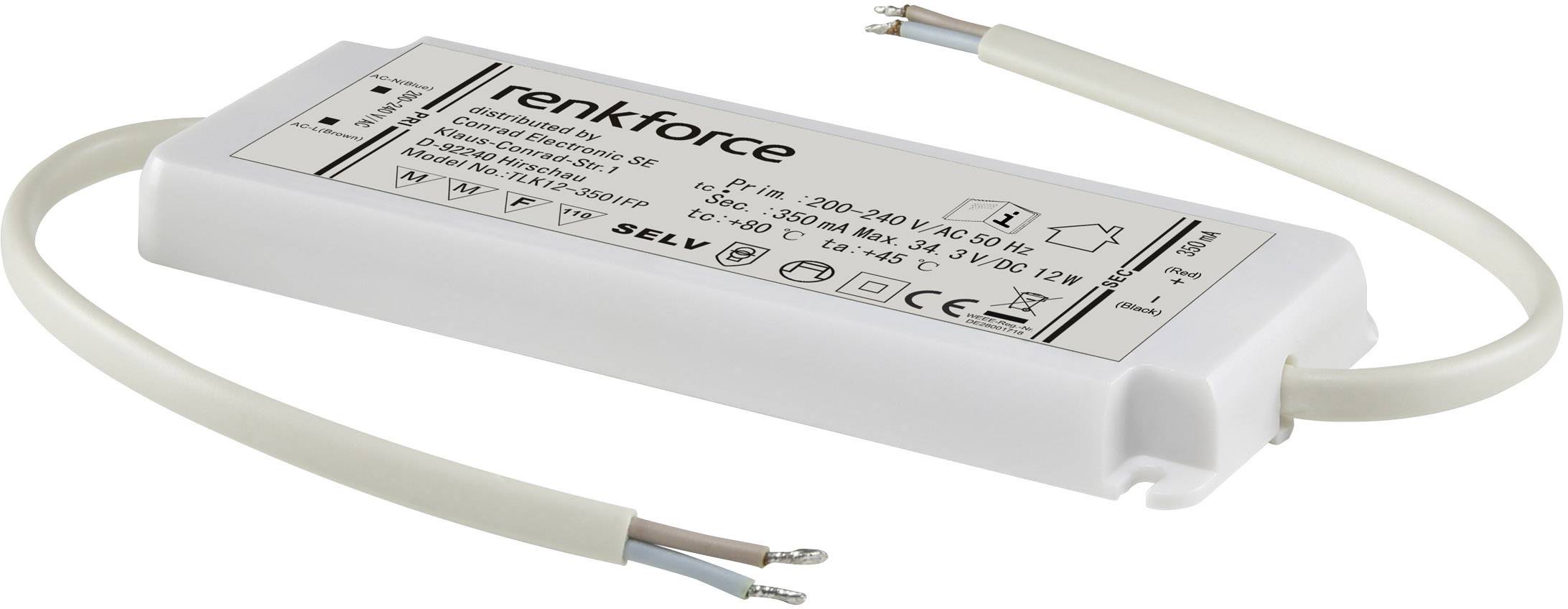 Renkforce LED-Treiber Konstantstrom 12 W 0.35 A 0 - 34 V/DC 1 St.