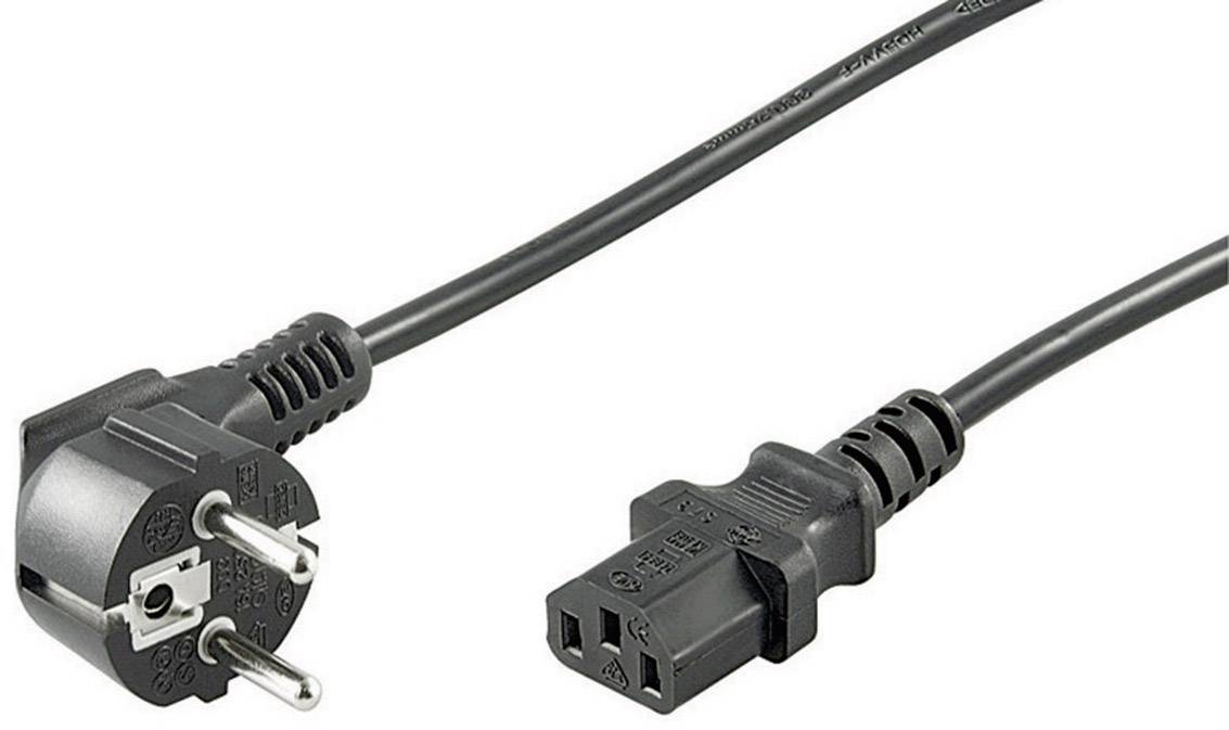 Goobay 95142 Kaltgerätekabel 90° gewinkelt / Schutzkontaktstecker & C13 Buchse / Stromkabel Netzkabel / Schwarz / 3m