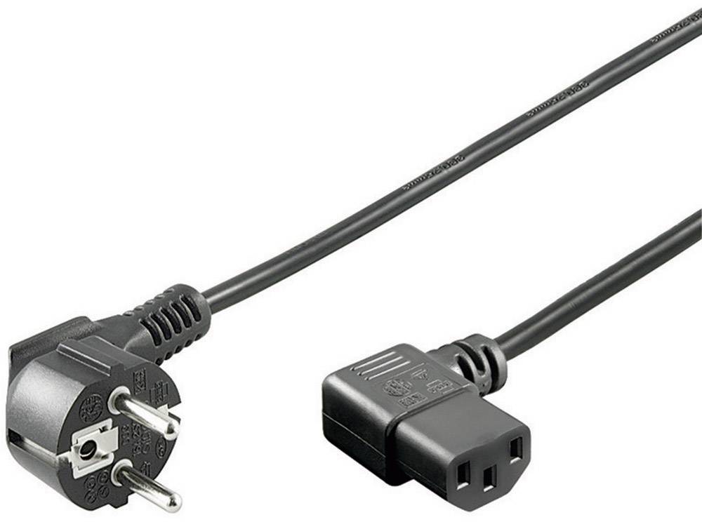 Goobay 96042 Kaltgerätekabel mit abgewinkelter C13 Buchse & Schutzkontaktstecker Stromkabel Netzkabel Schwarz 1,50 m