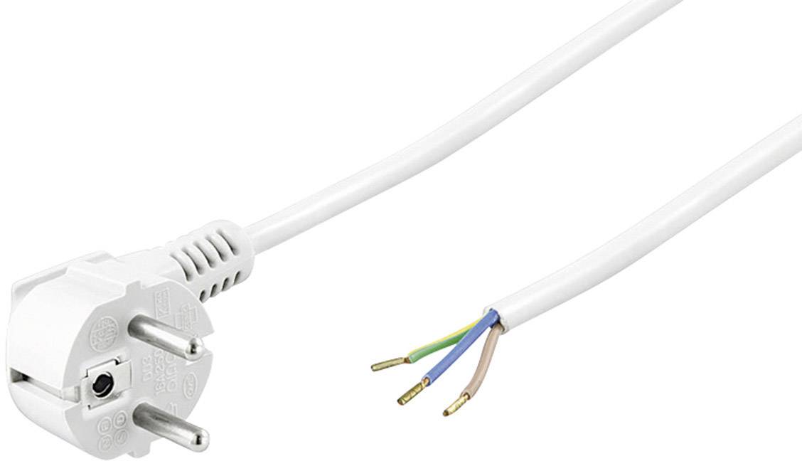 GOOBAY Netzkabel, 3x1mm², weiß, 3m, offenes Ende, Winkelstecker
